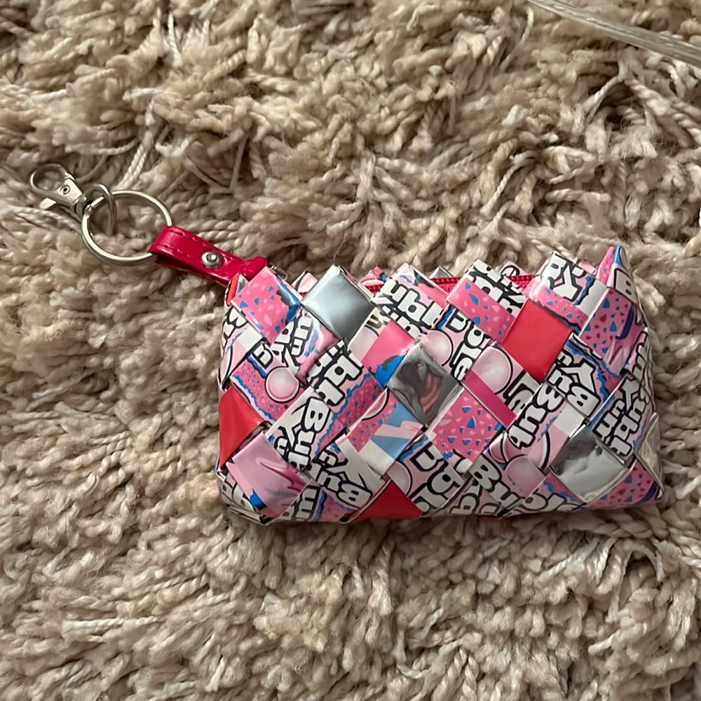 BUBBLEGUM WRAPPED keychain with zipper!!